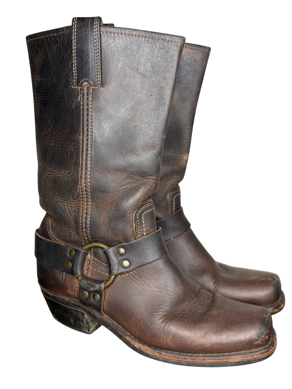 Vintage Frye 12R Harness Boots Women’s Size 8 M Moto Square Toe Western USA
